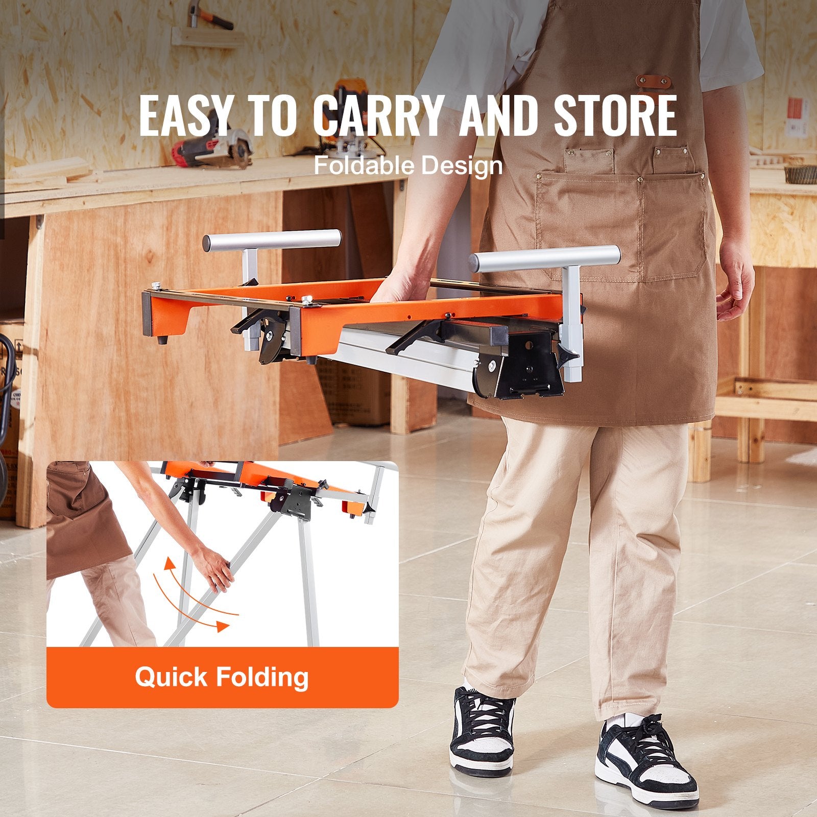 Miter Saw Stand 300lbs Load Capacity Steel Collapsible Stand for Miter Saw V952-RZXXQJZJGZ782C9FHV0