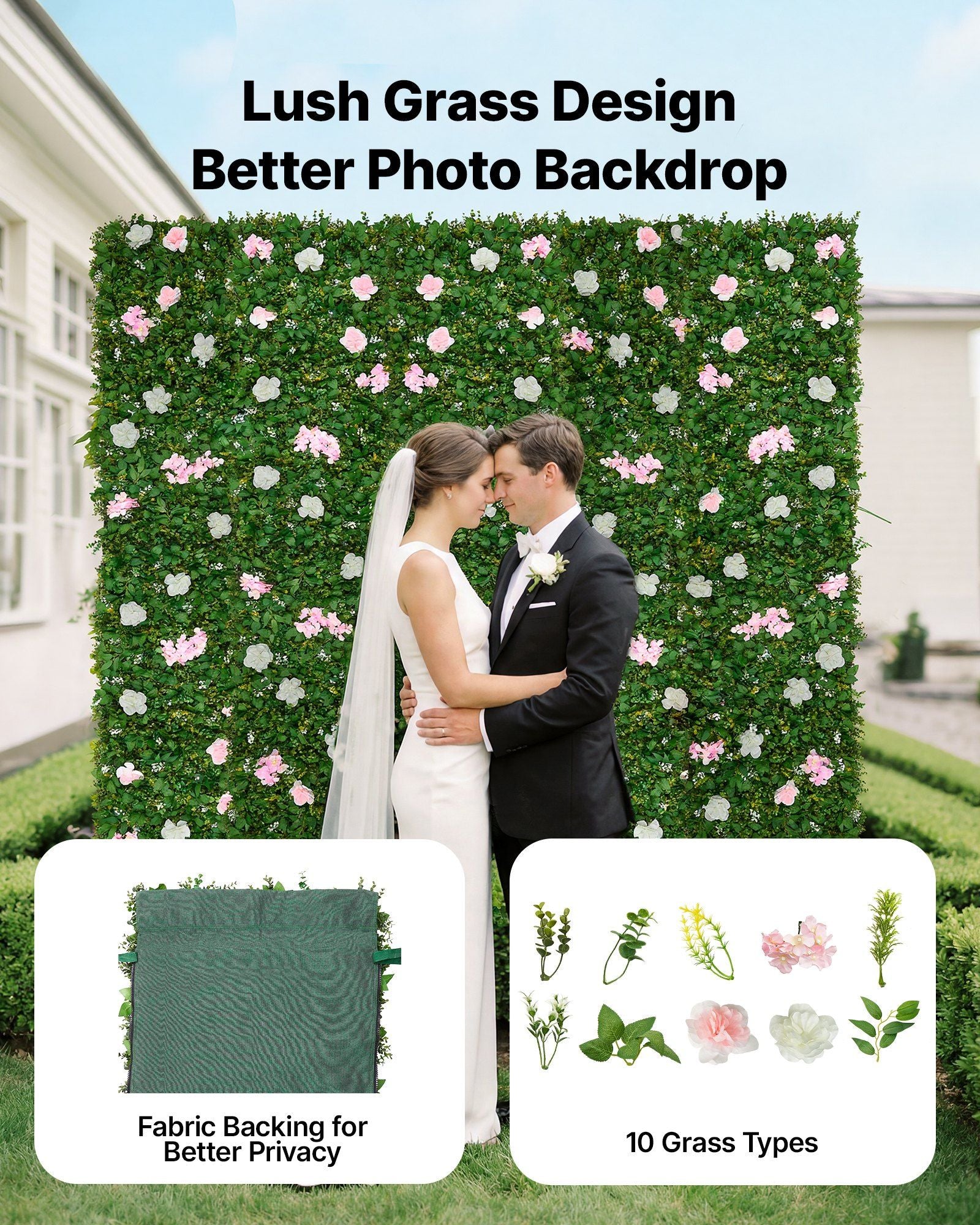 Artificial Luxury Flower Wall Backdrop, 2 PCS, Each Panel 61 x 243.8 cm, Gorgeous 3D Silk Floral Backdrop Pet V952-RZZWQPJSPJS3F1M0A001V0