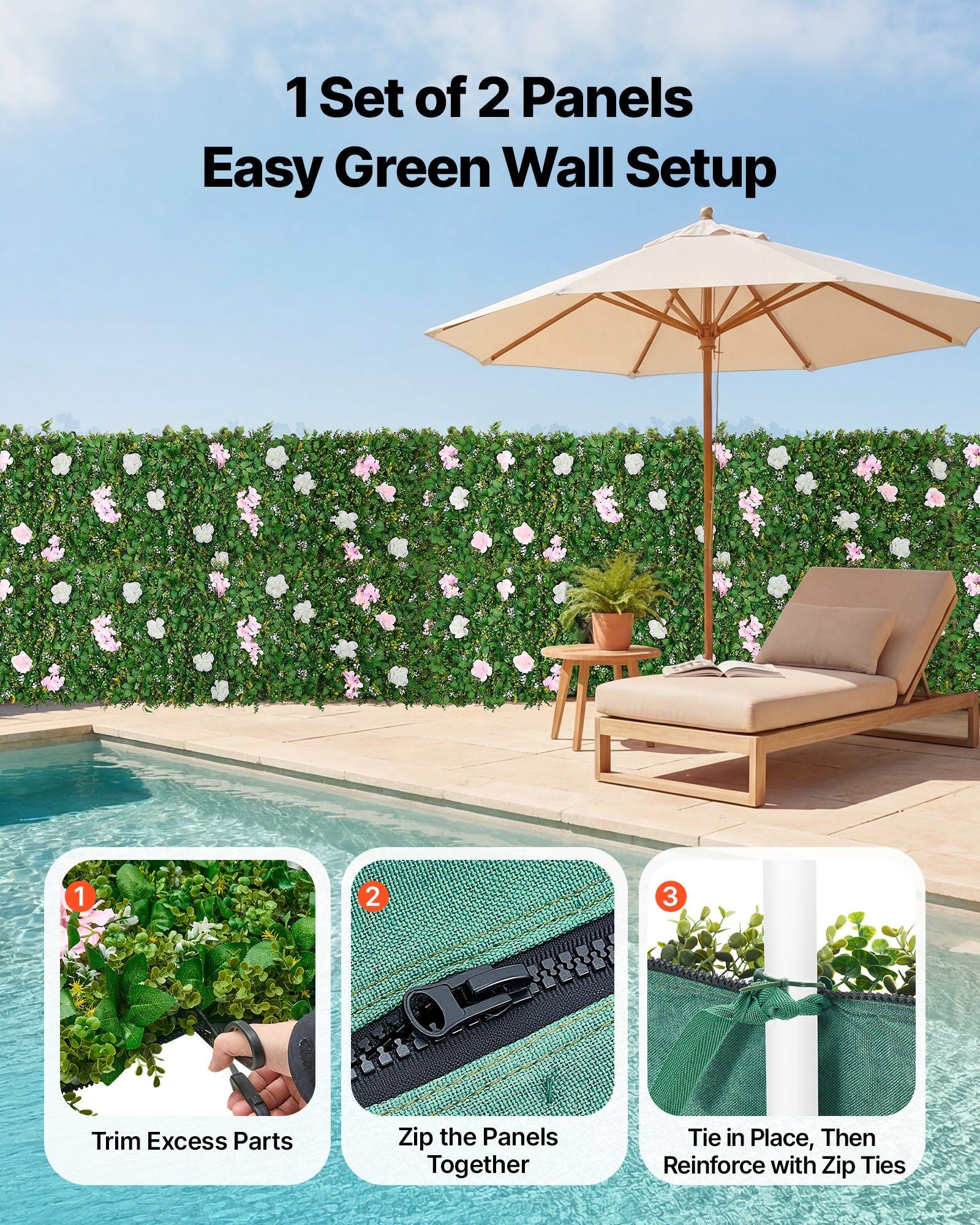 Artificial Luxury Flower Wall Backdrop, 2 PCS, Each Panel 61 x 243.8 cm, Gorgeous 3D Silk Floral Backdrop Pet V952-RZZWQPJSPJS3F1M0A001V0