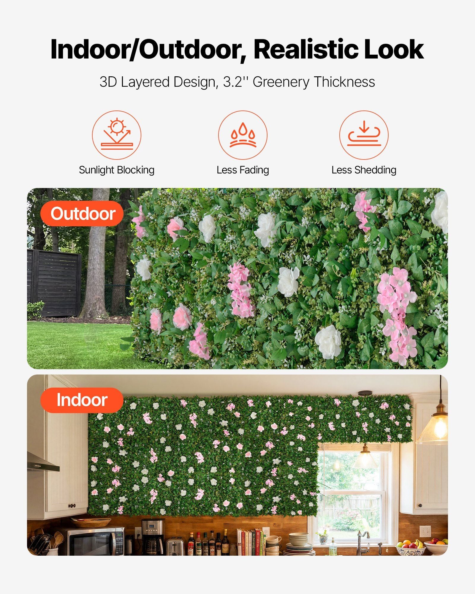 Artificial Luxury Flower Wall Backdrop, 2 PCS, Each Panel 61 x 243.8 cm, Gorgeous 3D Silk Floral Backdrop Pet V952-RZZWQPJSPJS3F1M0A001V0