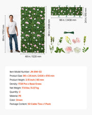 Artificial Luxury Flower Wall Backdrop, 2 PCS, Each Panel 61 x 243.8 cm, Gorgeous 3D Silk Floral Backdrop Pet V952-RZZWQPJSPJS3F1M0A001V0