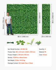 Artificial Plant Wall, 4 PCS 61 x 243.8 cm Artificial Boxwood Panels, Sun Protection Greenery Backdrop V952-RZZWQPJSPJS3I04L4001V0