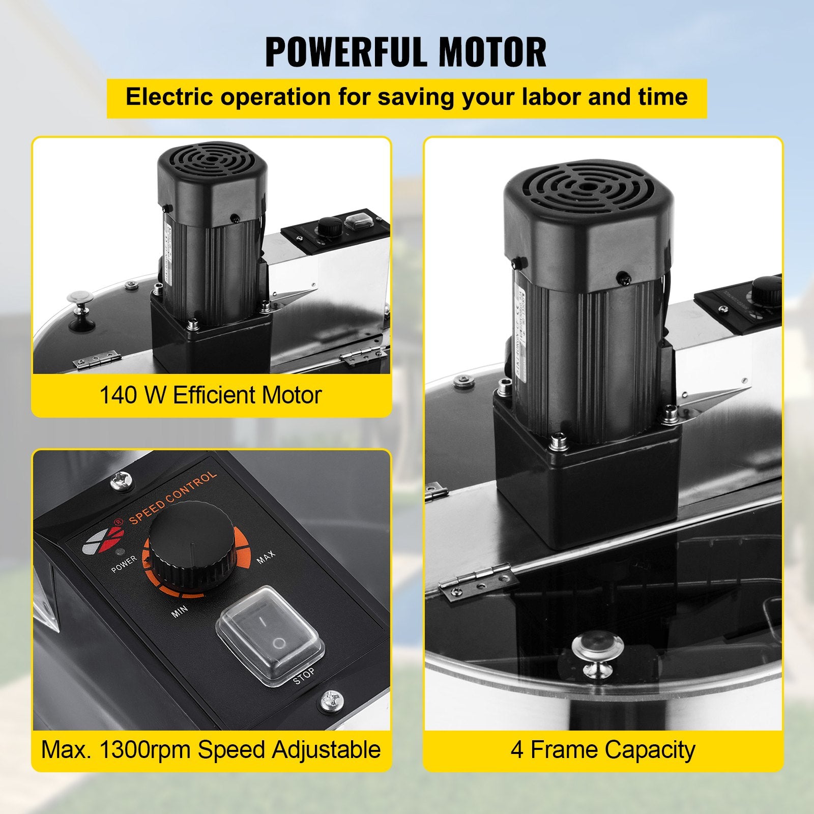 4 Frame Electric Honey Extractor Beekeeping 120 W Motor 2 Clear Lids V952-S-4XXDDYMJ0000001V3