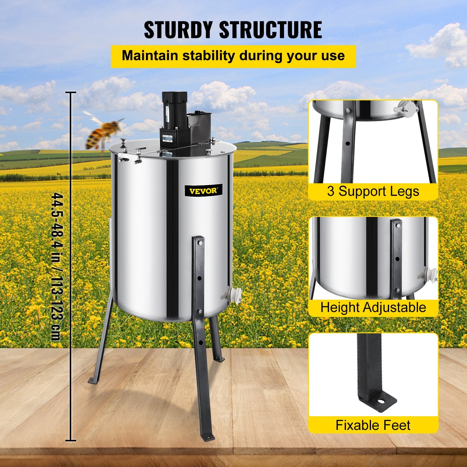 4 Frame Electric Honey Extractor Beekeeping 120 W Motor 2 Clear Lids V952-S-4XXDDYMJ0000001V3