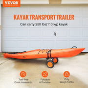 Foldable Kayak Cart Canoe Boat Carrier 250lbs Load with 10'' Solid Tires V952-S250LBS10INCHUJK2V0