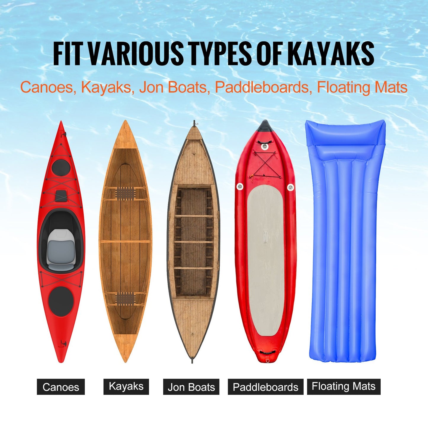Foldable Kayak Cart Canoe Boat Carrier 250lbs Load with 10'' Solid Tires V952-S250LBS10INCHUJK2V0