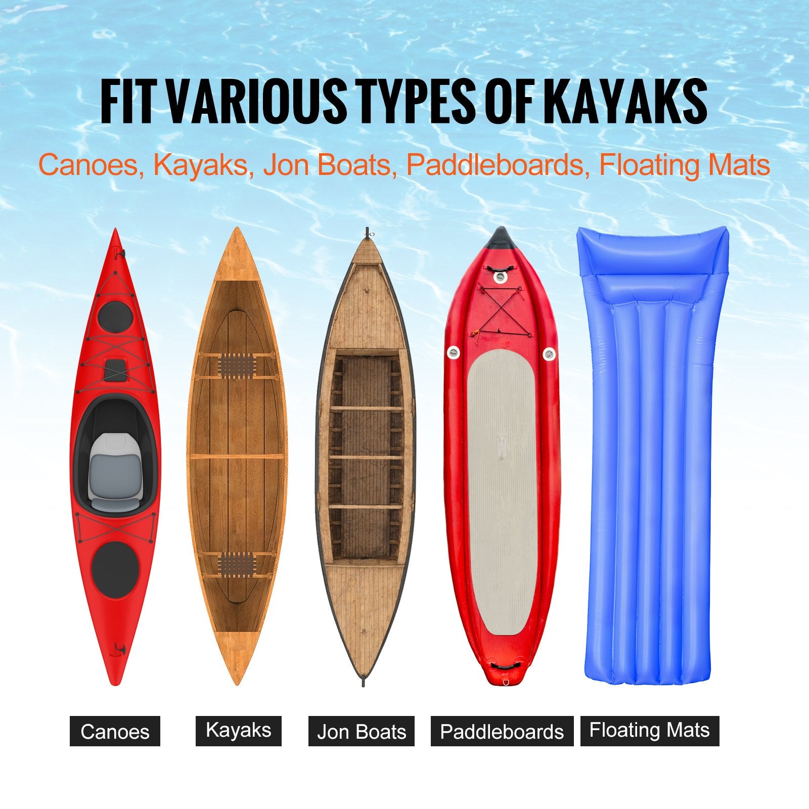 Foldable Kayak Cart Canoe Boat Carrier 250lbs Load with 10'' Solid Tires V952-S250LBS10INCHUJK2V0