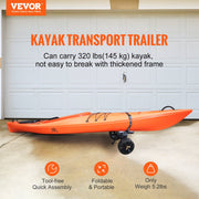 Adjustable Kayak Cart Canoe Boat Carrier 320lbs Load with 10'' Solid Tires V952-S320LBS10INCHRSSKV0