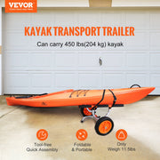 Adjustable Kayak Cart Canoe Boat Carrier 450lbs Load with 12'' Solid Tires V952-S450LBS12INCHFZNLV0