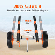Adjustable Kayak Cart Canoe Boat Carrier 450lbs Load with 12'' Solid Tires V952-S450LBS12INCHFZNLV0