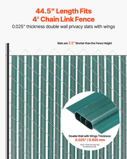 Bottom Locking Privacy Slats, Double-Wall Vertical Bottom-Locking Slats with Wings for Chain-Link Fence, V952-SBDYYSBTSBDYG4UFTV0