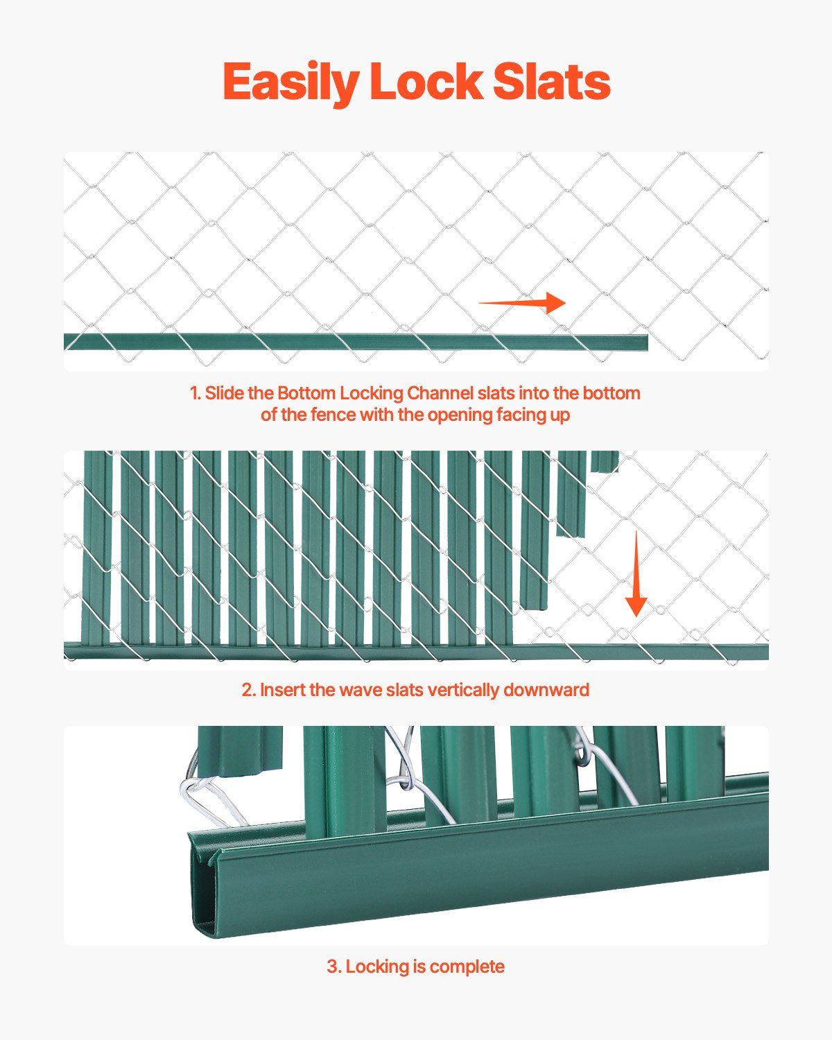 Bottom Locking Privacy Slats, Double-Wall Vertical Bottom-Locking Slats with Wings for Chain-Link Fence, V952-SBDYYSBTSBDYG4UFTV0