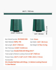 Bottom Locking Privacy Slats, Double-Wall Vertical Bottom-Locking Slats with Wings for Chain-Link Fence, V952-SBDYYSBTSBDYG4UFTV0