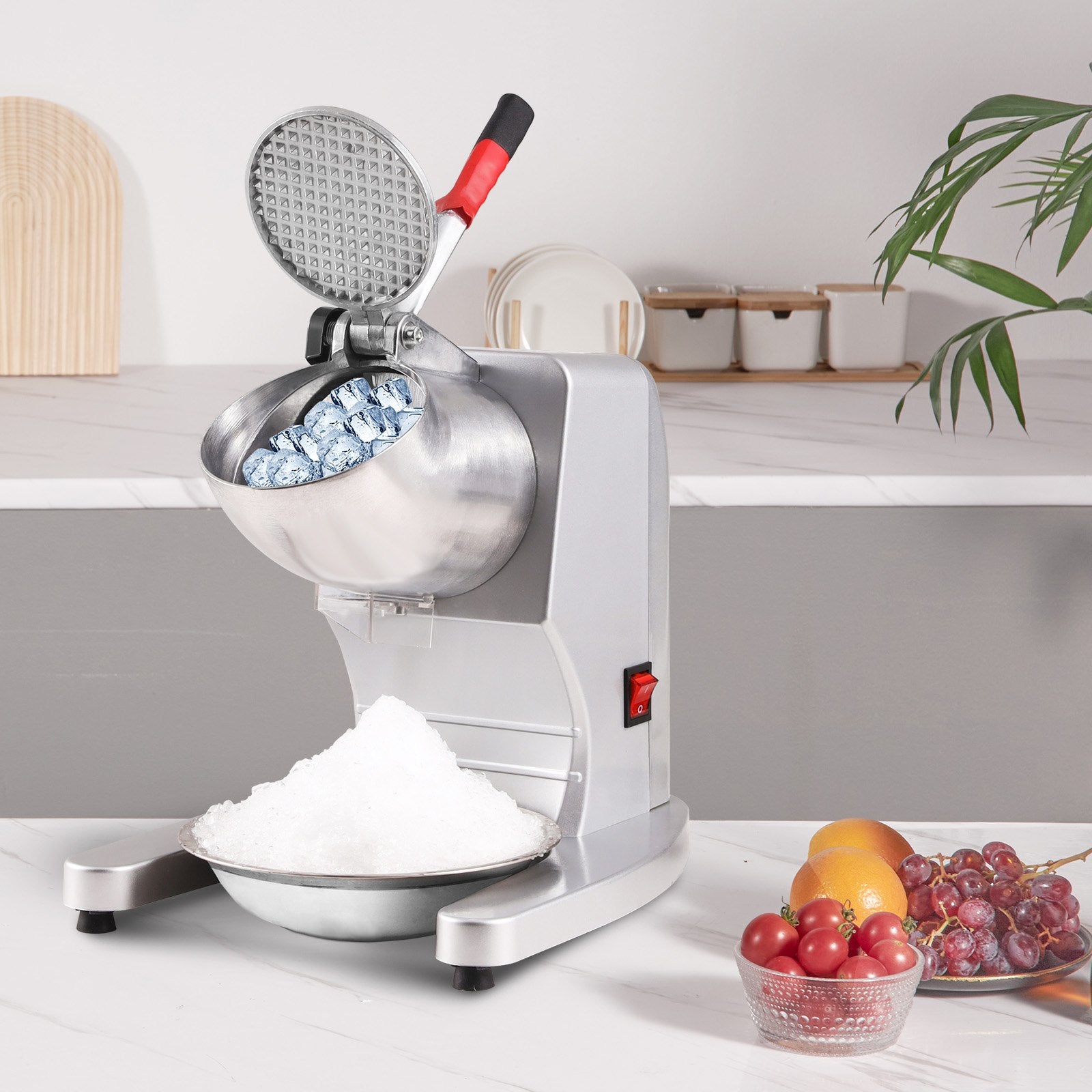 Ice Crushers Machine, 220lbs Per Hour Electric Snow Cone Maker with 4 Blades, 300W Electric Ice Crusher with V952-SBJBXS220300WSNSVV3