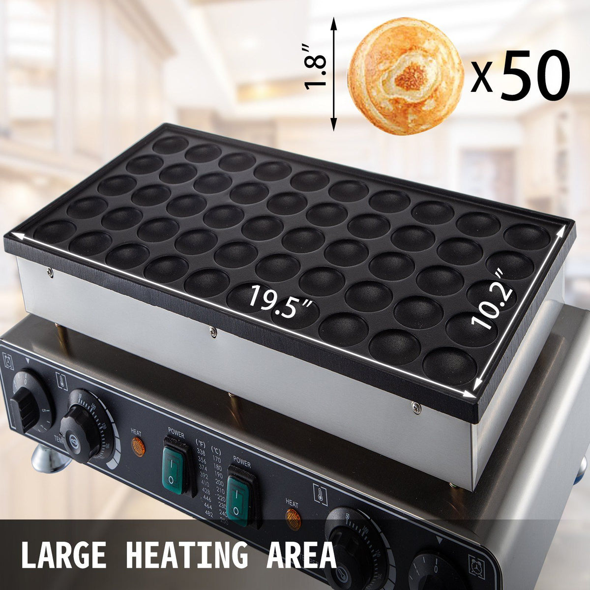 50PCS Mini Dutch Pancake Maker, Non-stick Stainless Steel Dorayaki Baker, 1800W Commercial Electric V952-SBJNP-543-50X0001002V3