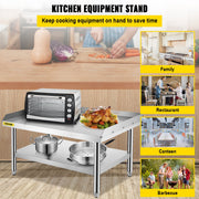 Stainless Steel Equipment Grill Stand, 152x76x61 cm Stainless Table, Grill Stand Table with Adjustable V952-SBSKTBD6030INLDMMV0