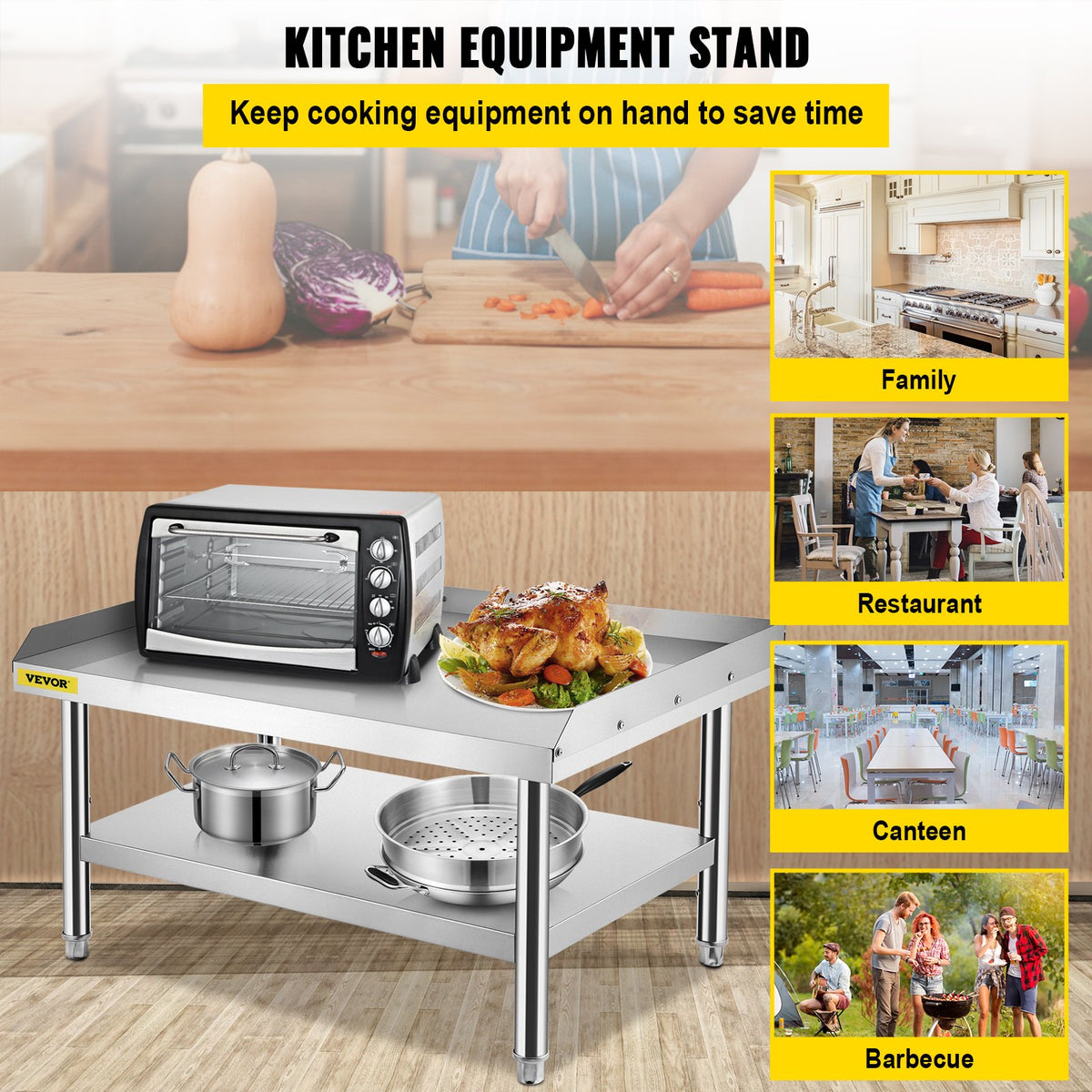 Stainless Steel Equipment Grill Stand, 152x76x61 cm Stainless Table, Grill Stand Table with Adjustable V952-SBSKTBD6030INLDMMV0