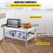 Stainless Steel Equipment Grill Stand, 152x76x61 cm Stainless Table, Grill Stand Table with Adjustable V952-SBSKTBD6030INLDMMV0
