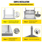 Stainless Steel Equipment Grill Stand, 152x76x61 cm Stainless Table, Grill Stand Table with Adjustable V952-SBSKTBD6030INLDMMV0