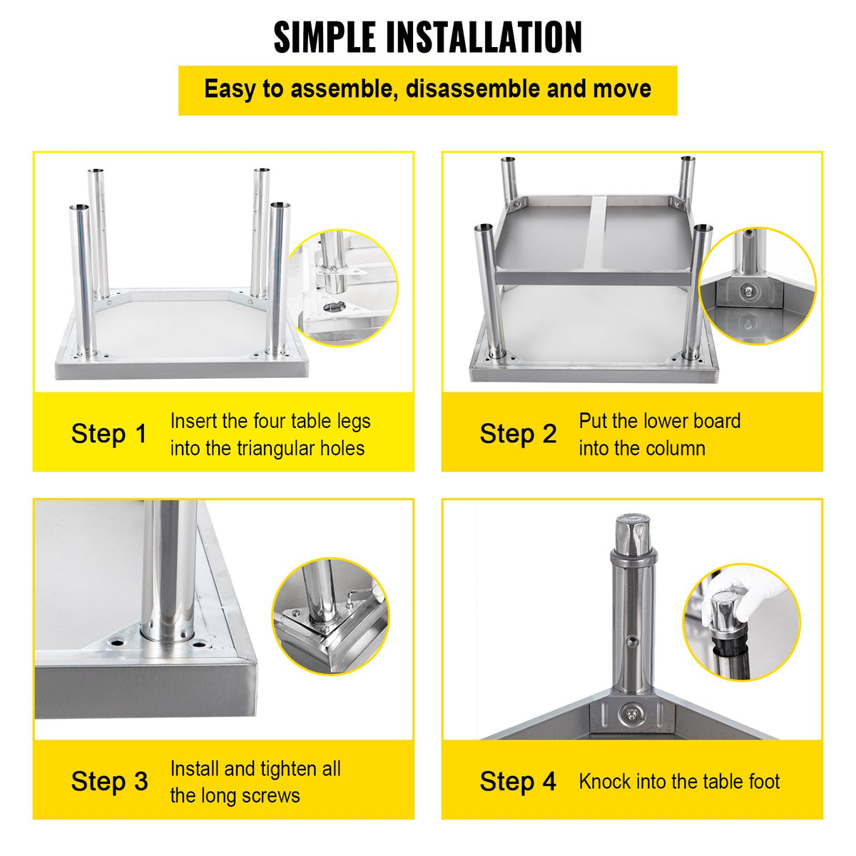 Stainless Steel Equipment Grill Stand, 152x76x61 cm Stainless Table, Grill Stand Table with Adjustable V952-SBSKTBD6030INLDMMV0