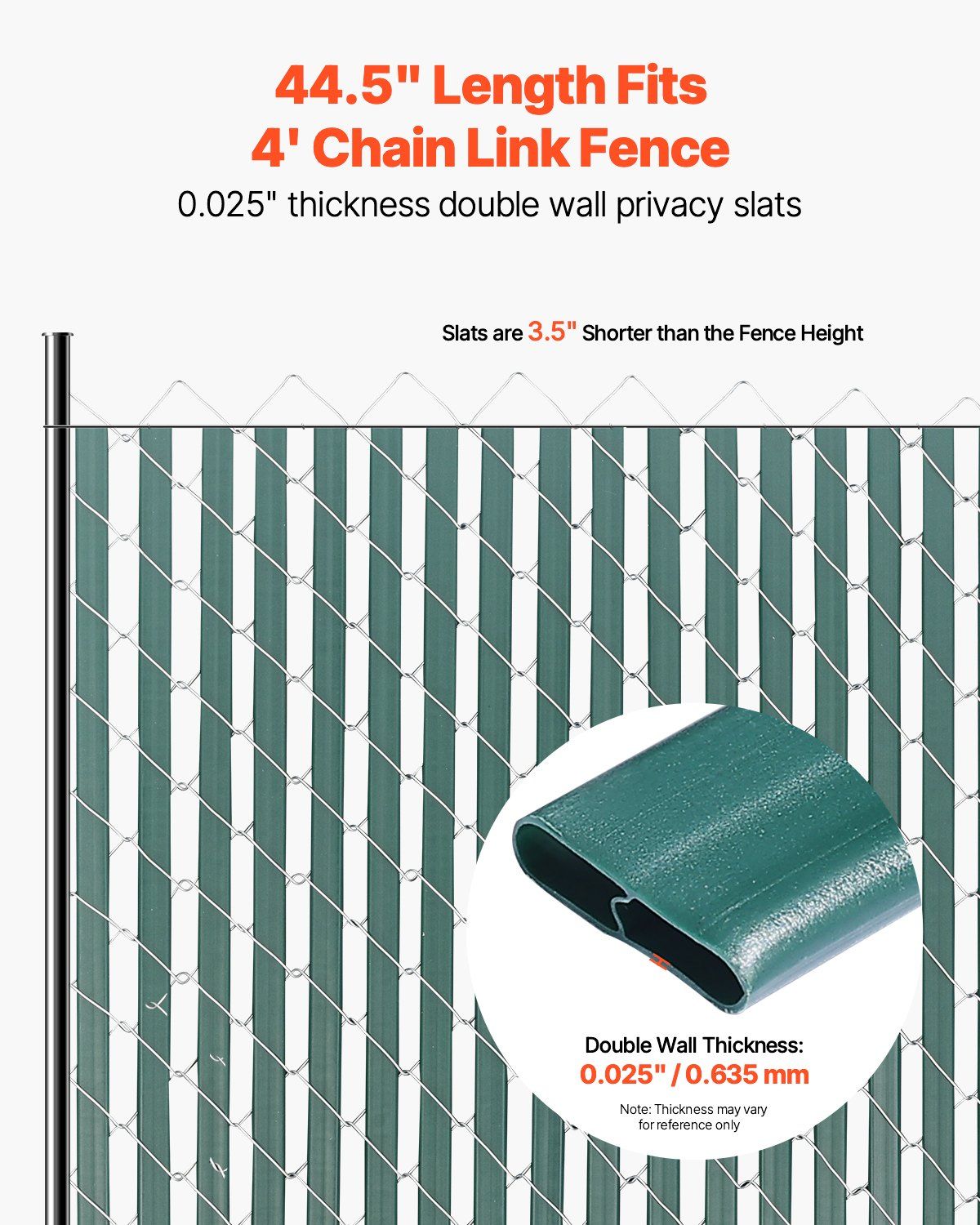 Bottom Locking Privacy Slats, Double-Wall Vertical Bottom-Locking Slats for Chain-Link Fence, High-Density V952-SBYSBTSBPE4F2D64PV0