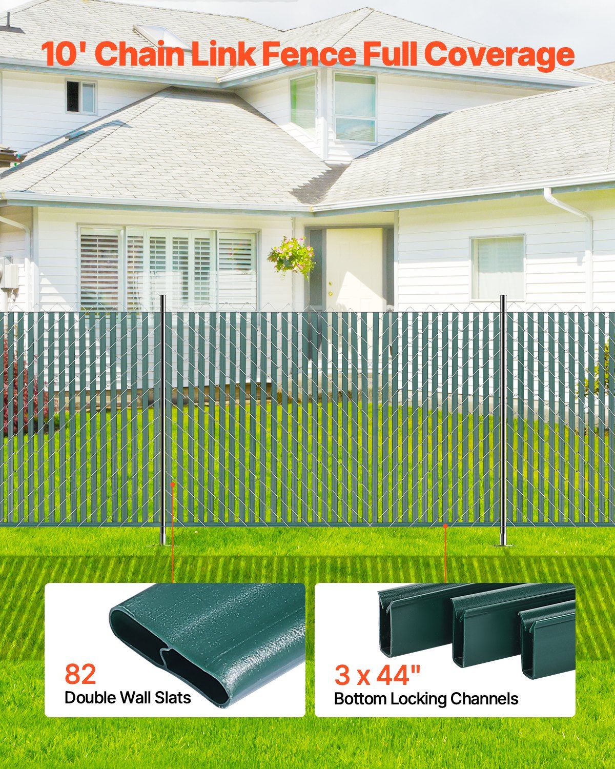 Bottom Locking Privacy Slats, Double-Wall Vertical Bottom-Locking Slats for Chain-Link Fence, High-Density V952-SBYSBTSBPE4F2D64PV0
