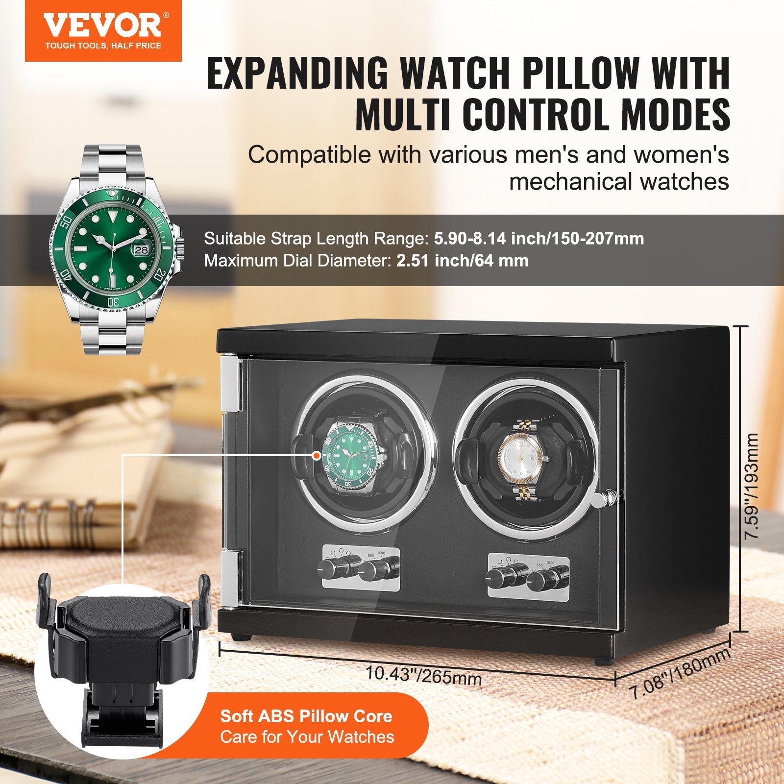 Watch Winder, Dual Watch Winder for Men's and Women's Automatic Watch, with 2 Super Quiet Japanese Mabuchi V952-SBZDSLH2Z0001PWIXV3