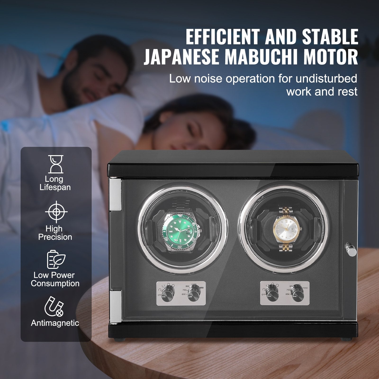 Watch Winder, Dual Watch Winder for Men's and Women's Automatic Watch, with 2 Super Quiet Japanese Mabuchi V952-SBZDSLH2Z0001PWIXV3