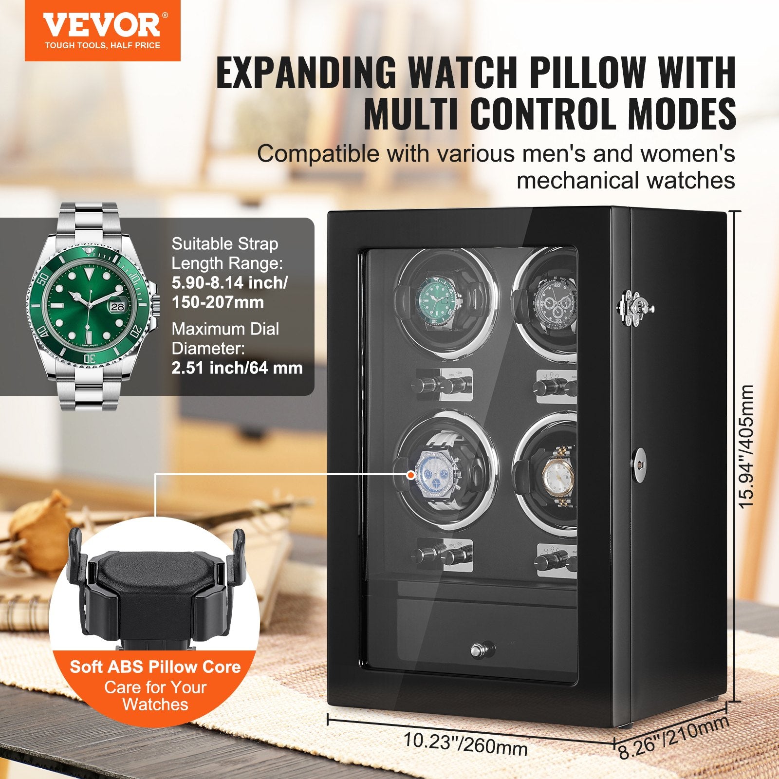 Watch Winder, Watch Winder for 4 Men's and Women's Automatic Watches, with 4 Super Quiet Japanese Mabuchi V952-SBZDSLH4Z000JJWPBV3
