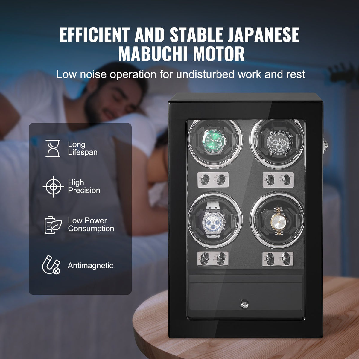 Watch Winder, Watch Winder for 4 Men's and Women's Automatic Watches, with 4 Super Quiet Japanese Mabuchi V952-SBZDSLH4Z000JJWPBV3