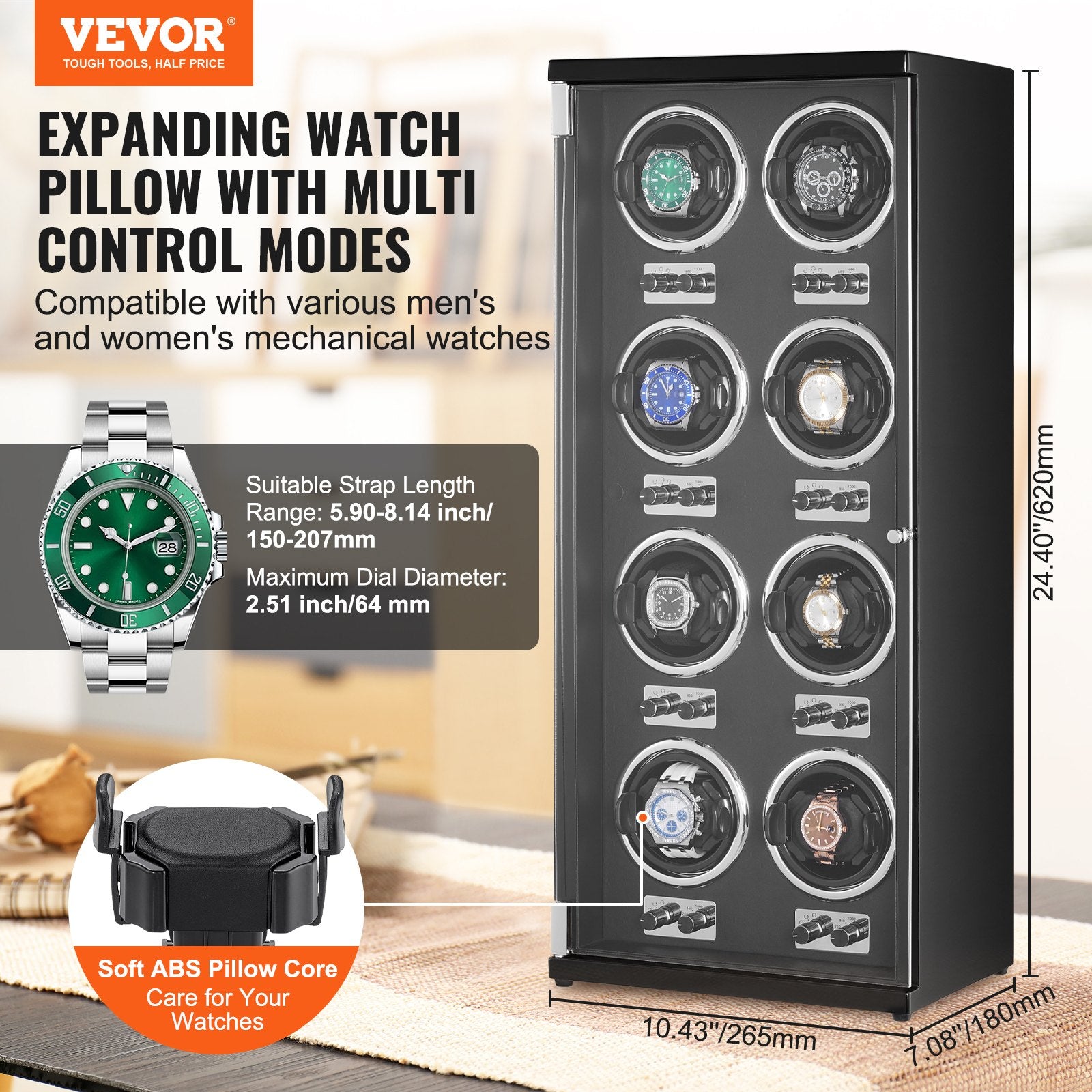 Watch Winder, Watch Winder for 8 Men's and Women's Automatic Watches, with 8 Super Quiet Japanese Mabuchi V952-SBZDSLH8Z0008YD62V3