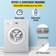 32 x 30 x 2.5 Inch Washing Machine Pan 18 GA Thickness 304 Stainless Steel Heavy Duty Compact Washer Drip V952-SC32X30X2YC000001V0