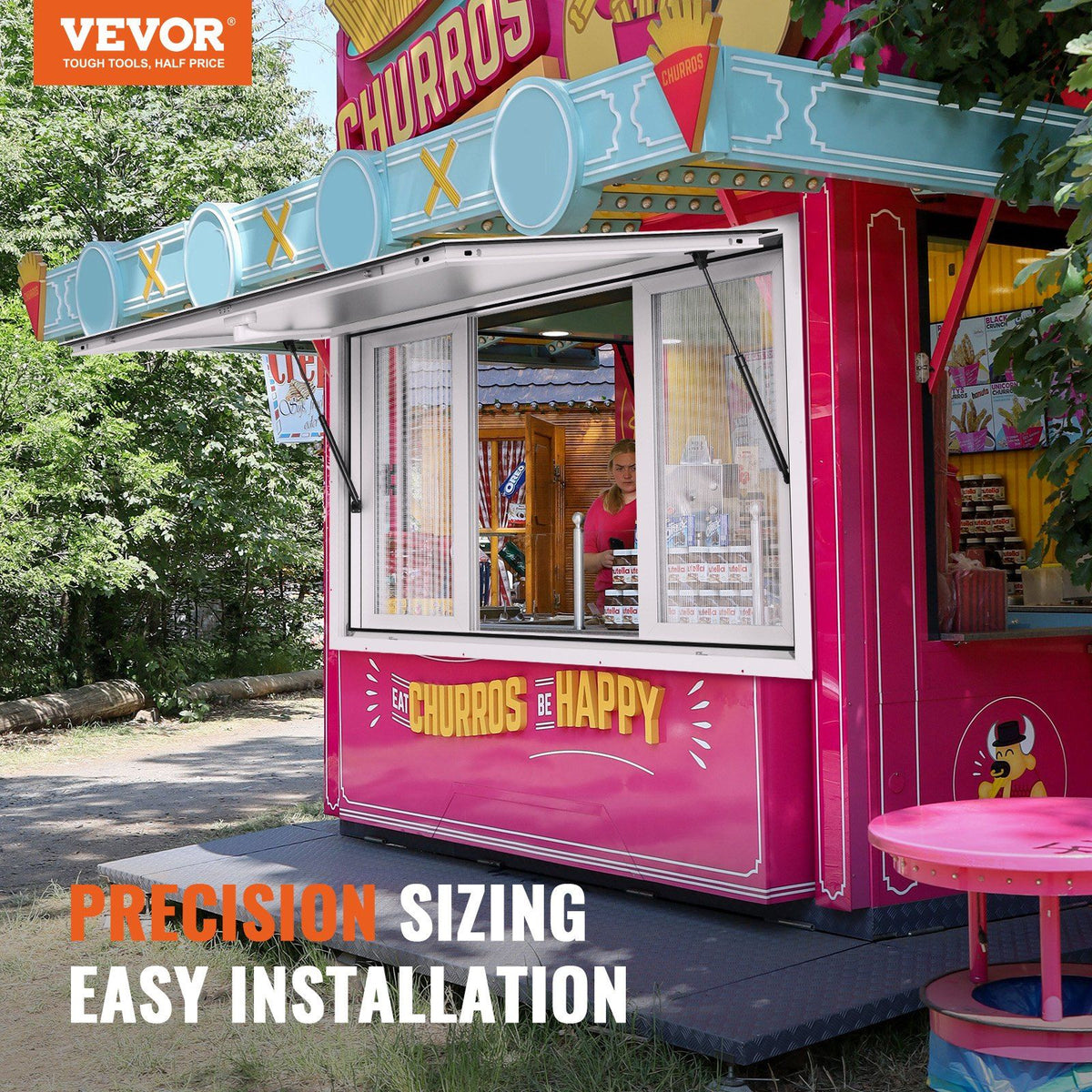 Concession Window 48"x36", Aluminum Alloy Food Truck Service Window with 4 Horizontal Sliding Windows & V952-SCFWCK36X48IIEGMJV0