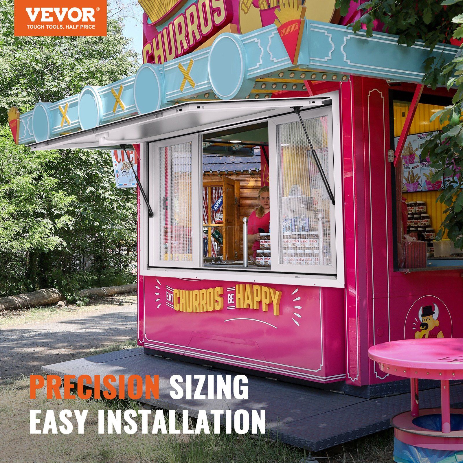 Concession Window 48"x36", Aluminum Alloy Food Truck Service Window with 4 Horizontal Sliding Windows & V952-SCFWCK36X48IIEGMJV0