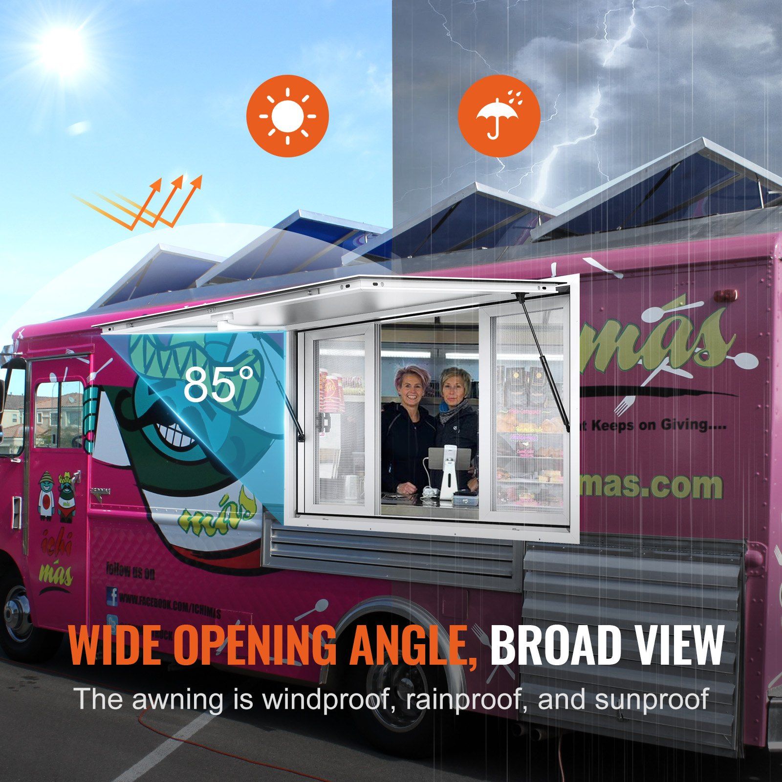 Concession Window 48"x36", Aluminum Alloy Food Truck Service Window with 4 Horizontal Sliding Windows & V952-SCFWCK36X48IIEGMJV0