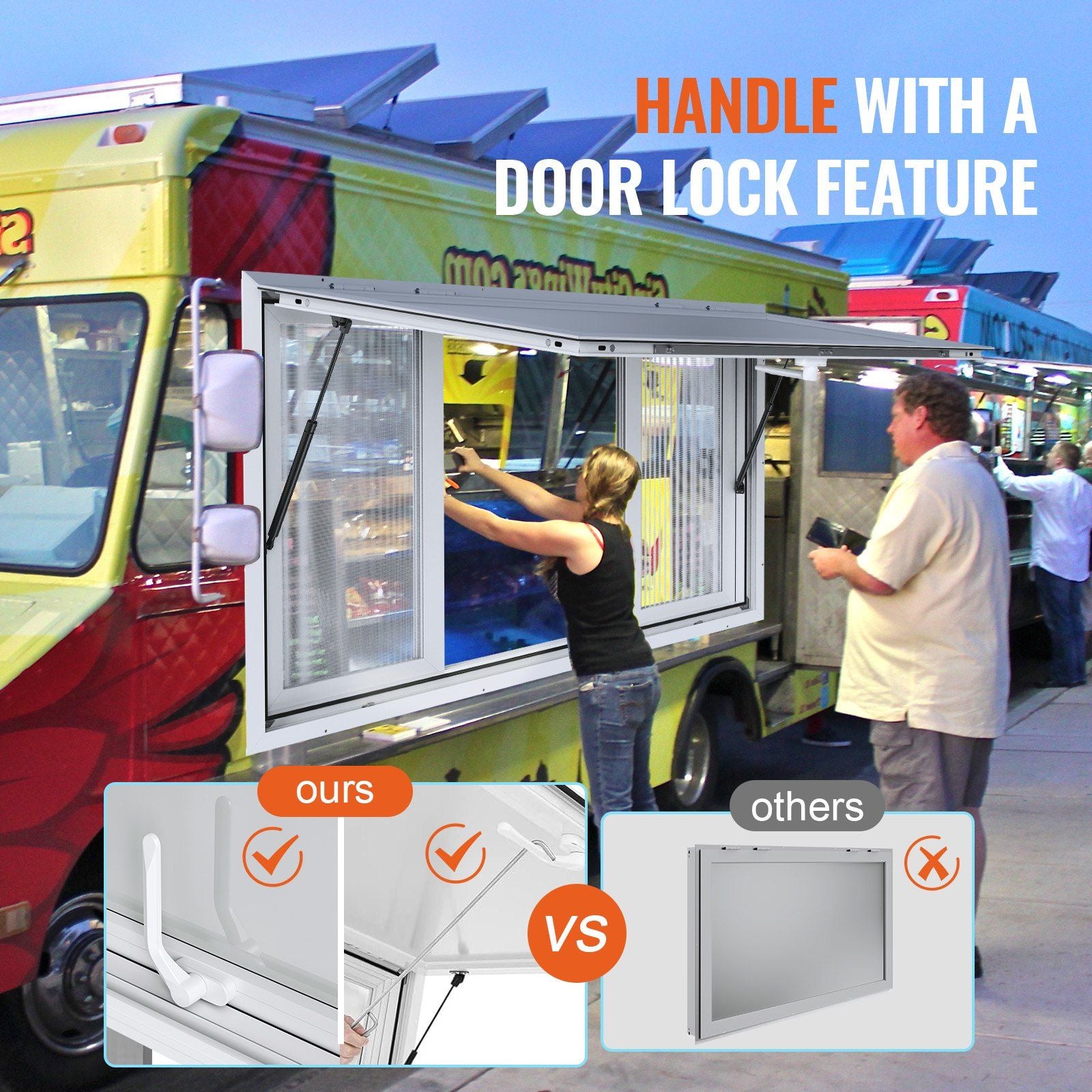 Concession Window 48"x36", Aluminum Alloy Food Truck Service Window with 4 Horizontal Sliding Windows & V952-SCFWCK36X48IIEGMJV0