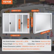 Concession Window 48"x36", Aluminum Alloy Food Truck Service Window with 4 Horizontal Sliding Windows & V952-SCFWCK36X48IIEGMJV0