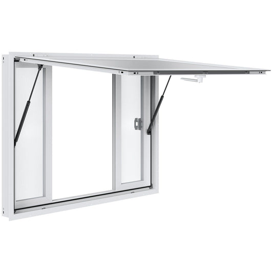 Concession Window for Food Truck, 1220x915 mm Aluminum Alloy Service Window, Up to 85 Degrees Serving Window V952-SCFWCK4836YCMH67OV0