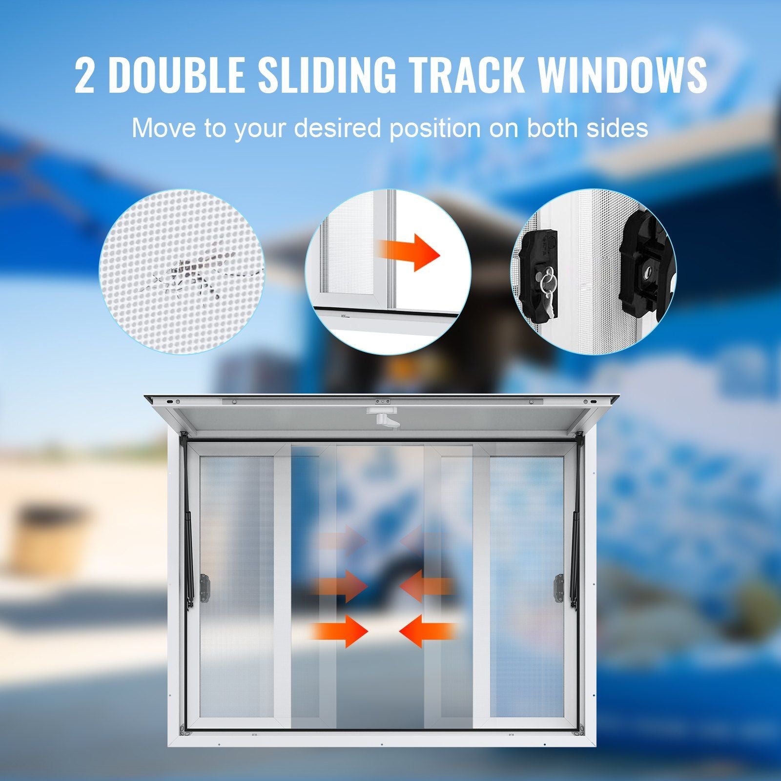 Concession Window for Food Truck, 1220x915 mm Aluminum Alloy Service Window, Up to 85 Degrees Serving Window V952-SCFWCK4836YCMH67OV0