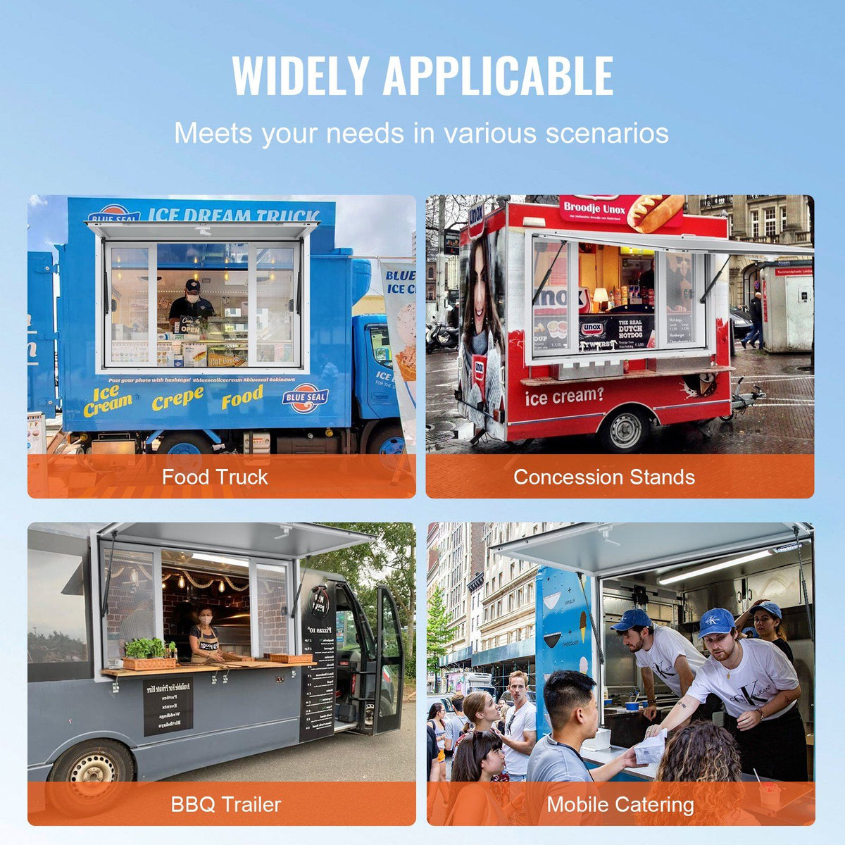 Concession Window for Food Truck, 1220x915 mm Aluminum Alloy Service Window, Up to 85 Degrees Serving Window V952-SCFWCK4836YCMH67OV0