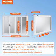 Concession Window for Food Truck, 1220x915 mm Aluminum Alloy Service Window, Up to 85 Degrees Serving Window V952-SCFWCK4836YCMH67OV0