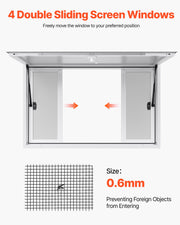 Concession Window 1346x838 mm, Aluminum Alloy Service Window for Food Truck, Up to 85 Degrees Stand Serving V952-SCFWCK5333YC3THT4001V0