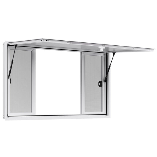 Concession Window 1524x915 mm, Aluminum Alloy Service Window for Food Truck, Up to 85 Degrees Stand Serving V952-SCFWCK6036YCSVAAR001V0