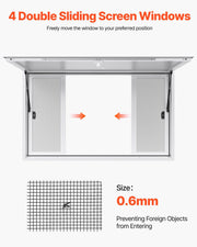 Concession Window 1524x915 mm, Aluminum Alloy Service Window for Food Truck, Up to 85 Degrees Stand Serving V952-SCFWCK6036YCSVAAR001V0