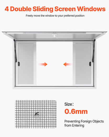 Concession Window 1524x915 mm, Aluminum Alloy Service Window for Food Truck, Up to 85 Degrees Stand Serving V952-SCFWCK6036YCSVAAR001V0