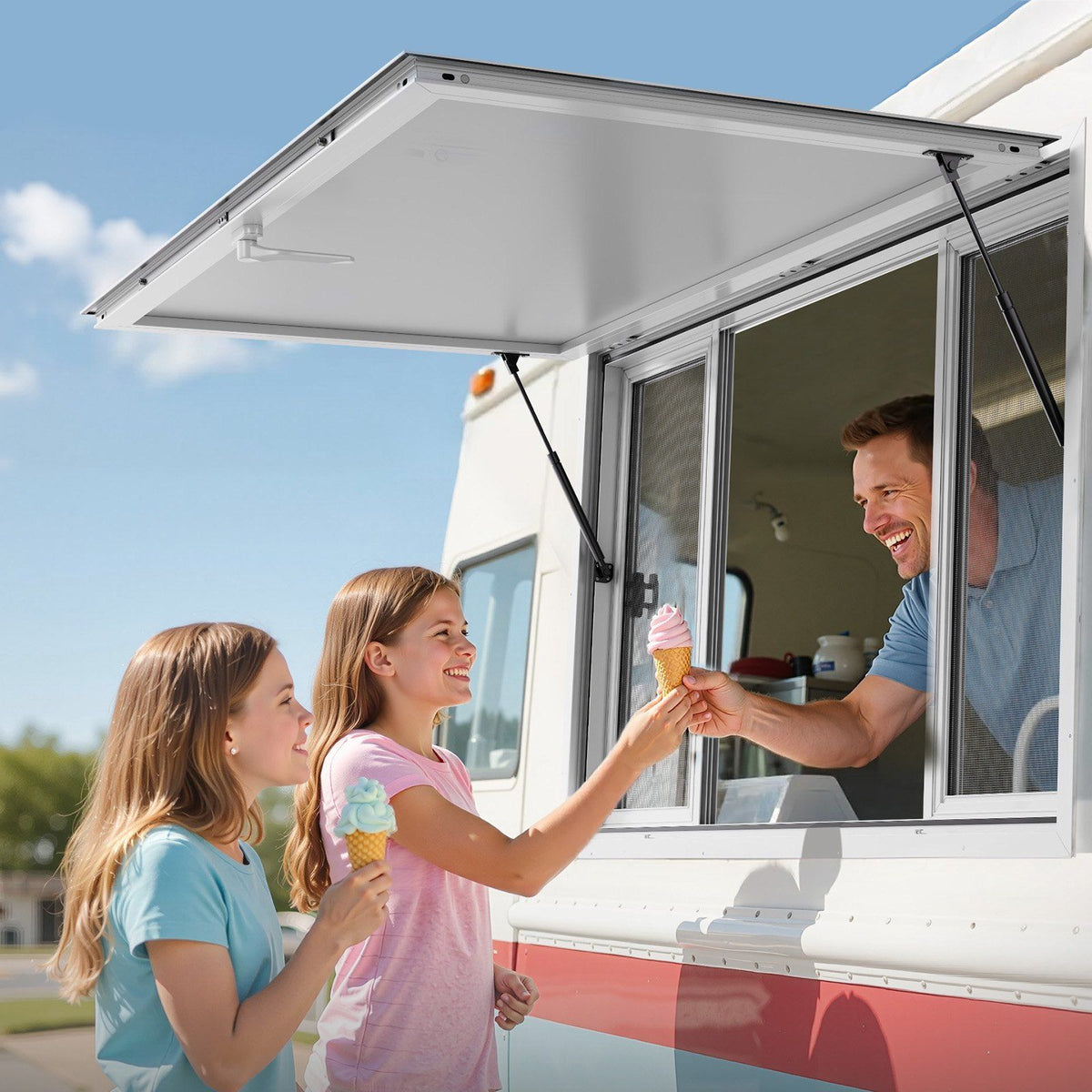 Concession Window 1524x915 mm, Aluminum Alloy Service Window for Food Truck, Up to 85 Degrees Stand Serving V952-SCFWCK6036YCSVAAR001V0