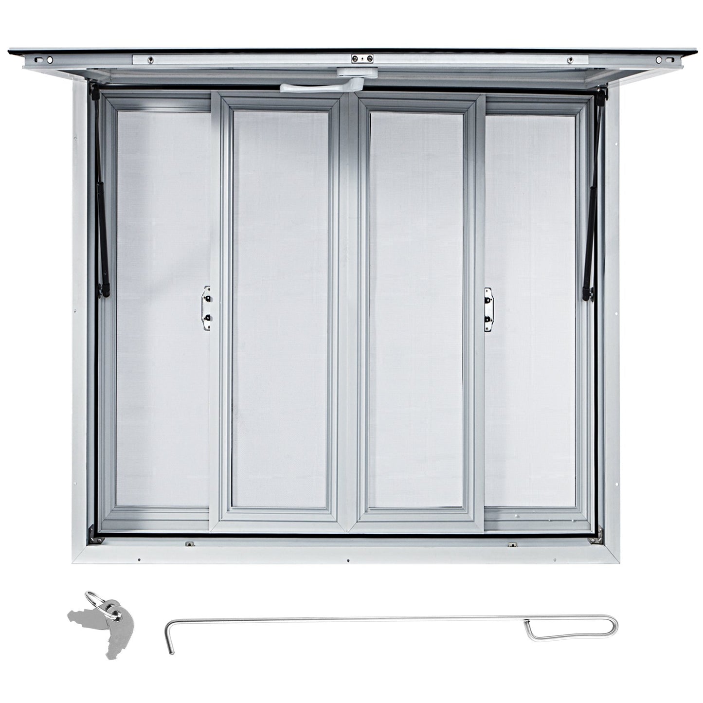 Concession Window, 91.4 x 91.4 cm Aluminum Alloy Food Truck Service Window with 4 Horizontal Sliding Screen V952-SCFWCKYCB3636D0ENV0