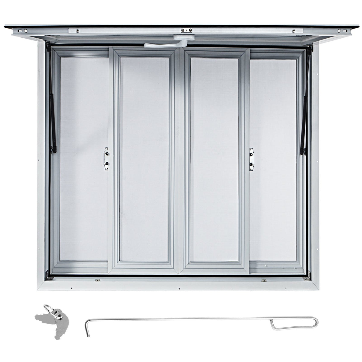 Concession Window, 91.4 x 91.4 cm Aluminum Alloy Food Truck Service Window with 4 Horizontal Sliding Screen V952-SCFWCKYCB3636D0ENV0