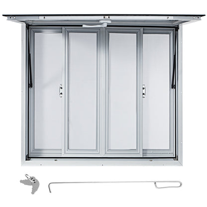 Concession Window, 91.4 x 91.4 cm Aluminum Alloy Food Truck Service Window with 4 Horizontal Sliding Screen V952-SCFWCKYCB3636D0ENV0