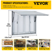 Concession Window, 91.4 x 91.4 cm Aluminum Alloy Food Truck Service Window with 4 Horizontal Sliding Screen V952-SCFWCKYCB3636D0ENV0
